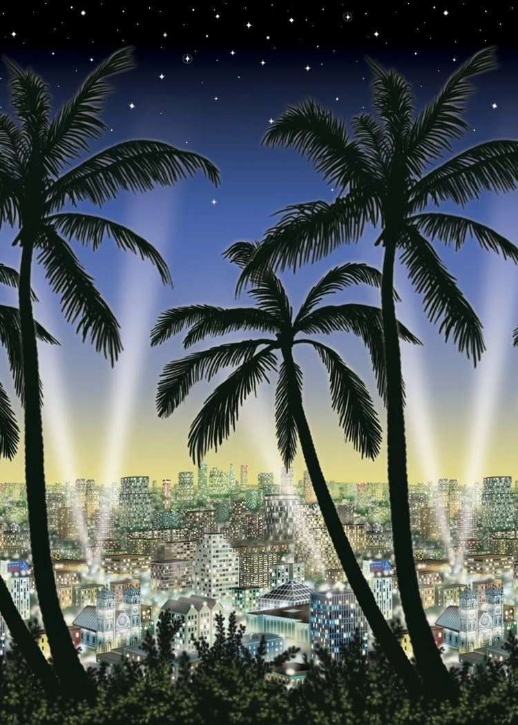 Fondo Pared Photocall Ciudad De Hollywood Noche 12m 2 Fondo Pared Photocall Ciudad De Hollywood Noche 12m - Imagen 2