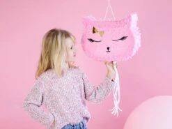 Piñata De Gato Rosa 3D (35cm) -Tienda De Artículos Para Fiestas 0036015 pinata de gato rosa 3d 35cm