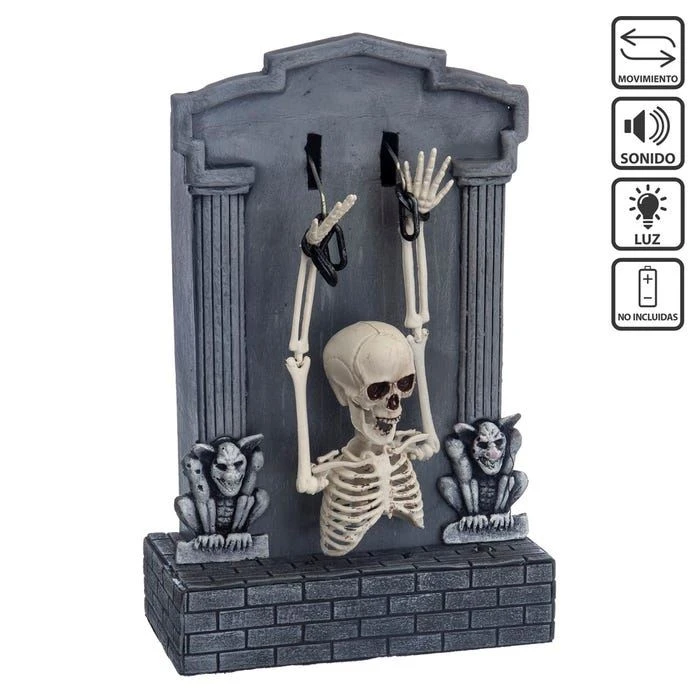 Lápida Esqueleto Movimiento, Luz Y Sonido (35cm) 2 Lápida Esqueleto Movimiento, Luz Y Sonido (35cm) - Imagen 2