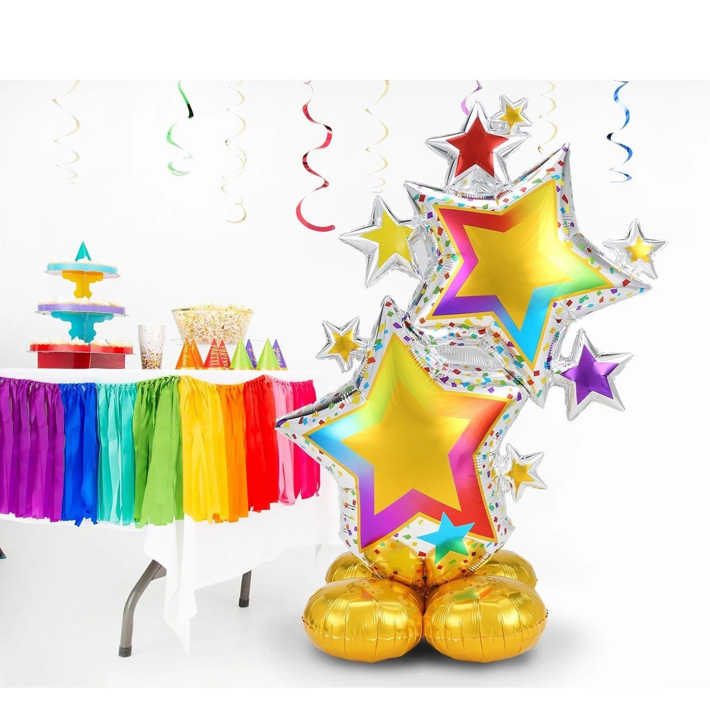 Globo Estrellas Colores Con Base Sin Helio (149cm) 2 Globo Estrellas Colores Con Base Sin Helio (149cm) - Imagen 2